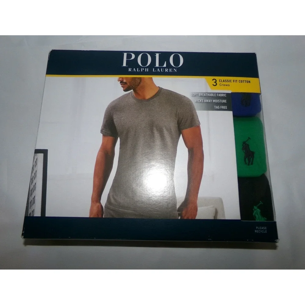 Polo Ralph Lauren 3 Pack Classic Fit Cotton Crew Undershirts MEDIUM